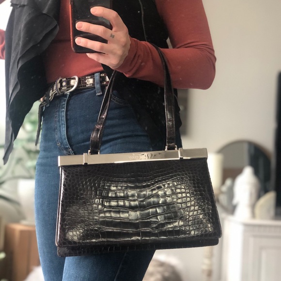 Vintage Chocolate Crocodile GUCCI baguette bag - Picture 2 of 7